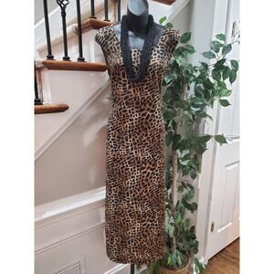 Sante Womens Brown Black Polyester Round Neck Sleeveless Long Maxi Dress Size M